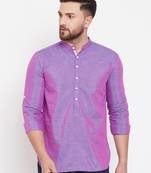 Purple plain pure linen men-kurtas