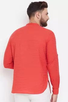 Orange plain pure cotton men-kurtas