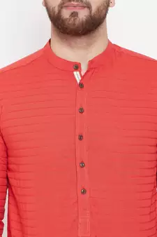 Orange plain pure cotton men-kurtas