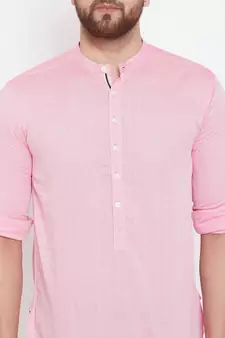 Pink plain pure cotton men-kurtas