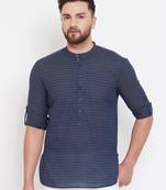 Blue plain pure cotton men-kurtas