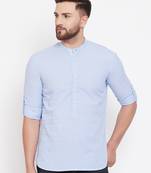 Blue plain pure cotton men-kurtas