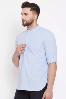 Blue plain pure cotton men-kurtas