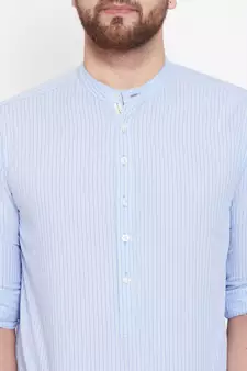Blue plain pure cotton men-kurtas