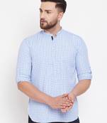 Blue plain pure cotton men-kurtas