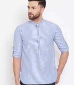Blue plain pure cotton men-kurtas