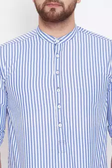 Blue plain pure cotton men-kurtas