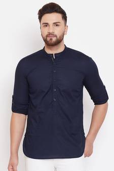 Blue woven pure cotton men-kurtas