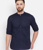 Blue woven pure cotton men-kurtas
