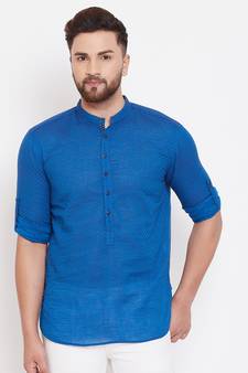 Blue woven pure cotton men-kurtas
