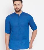 Blue woven pure cotton men-kurtas