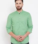 Green plain pure cotton men-kurtas
