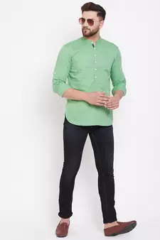 Green plain pure cotton men-kurtas