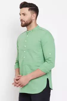 Green plain pure cotton men-kurtas