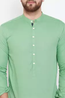 Green plain pure cotton men-kurtas