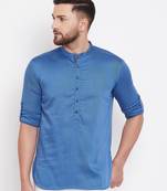 Blue woven pure cotton men-kurtas