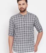 Grey plain pure cotton men-kurtas