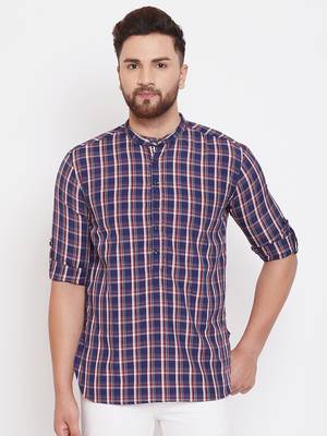 Blue plain pure cotton men-kurtas 1