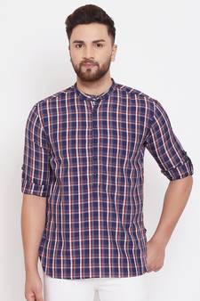 Blue plain pure cotton men-kurtas