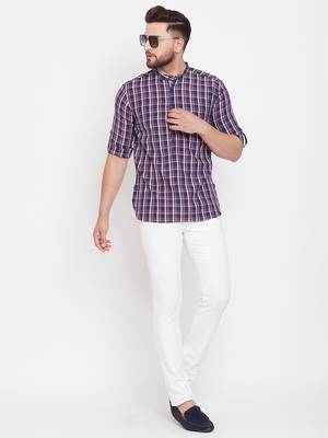 Blue plain pure cotton men-kurtas 2