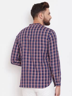 Blue plain pure cotton men-kurtas 3