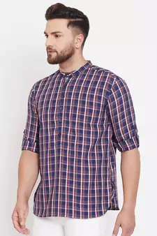 Blue plain pure cotton men-kurtas