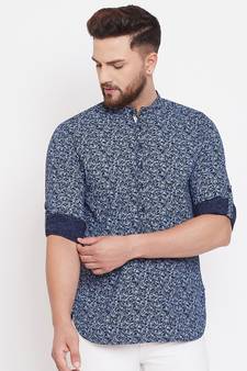 Blue plain pure cotton men-kurtas
