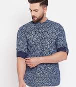 Blue plain pure cotton men-kurtas