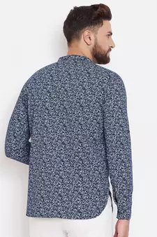 Blue plain pure cotton men-kurtas