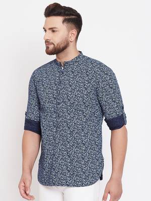 Blue plain pure cotton men-kurtas 4