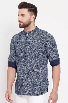 Blue plain pure cotton men-kurtas