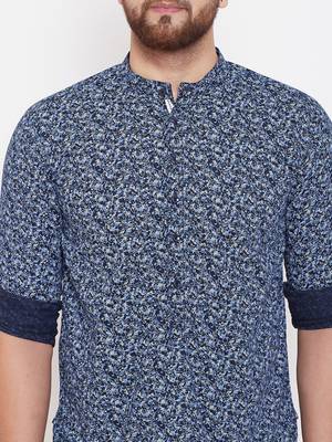 Blue plain pure cotton men-kurtas 5