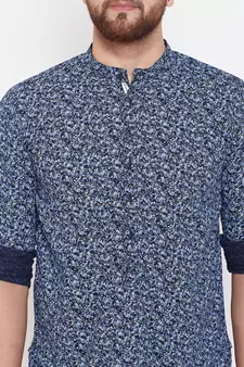 Blue plain pure cotton men-kurtas