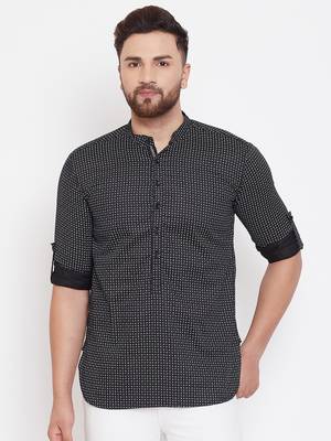 Black plain pure cotton men-kurtas 1