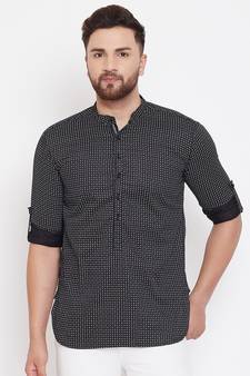 Black plain pure cotton men-kurtas