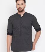 Black plain pure cotton men-kurtas