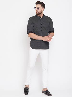 Black plain pure cotton men-kurtas 2