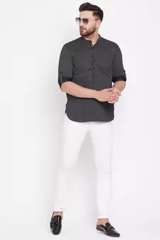 Black plain pure cotton men-kurtas