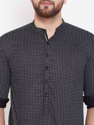 Black plain pure cotton men-kurtas 5