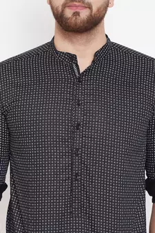 Black plain pure cotton men-kurtas