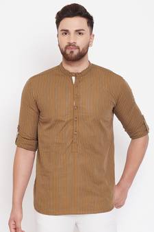 Brown plain pure cotton men-kurtas