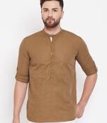 Brown plain pure cotton men-kurtas