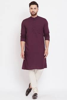 Maroon plain pure viscose rayon men-kurtas