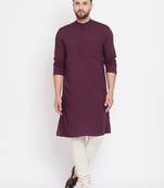 Maroon plain pure viscose rayon men-kurtas