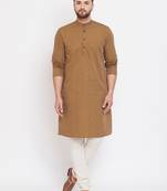Brown plain pure cotton men-kurtas