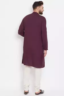 Maroon plain pure viscose rayon men-kurtas
