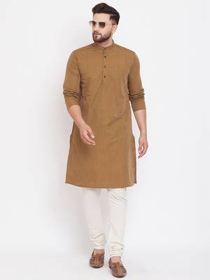 Brown plain pure cotton men-kurtas 2