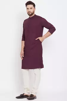 Maroon plain pure viscose rayon men-kurtas