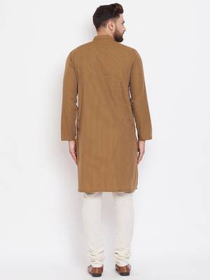 Brown plain pure cotton men-kurtas 3