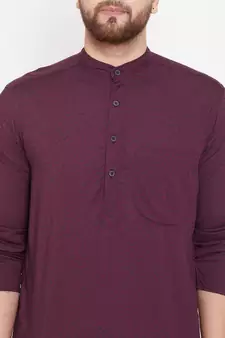 Maroon plain pure viscose rayon men-kurtas